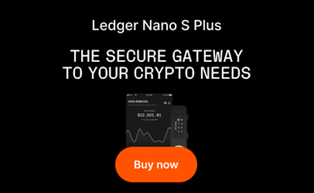 Ledger Nano S Plus banner promoting secure hardware wallet for crypto storage